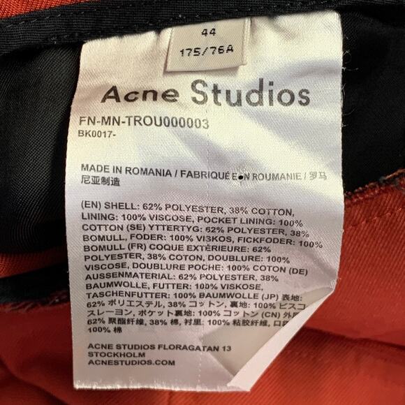 ACNE STUDIOS Size 34 Brick Polyester Cotton Twill Notch Lapel Wide Leg Suit - Picture 9 of 10